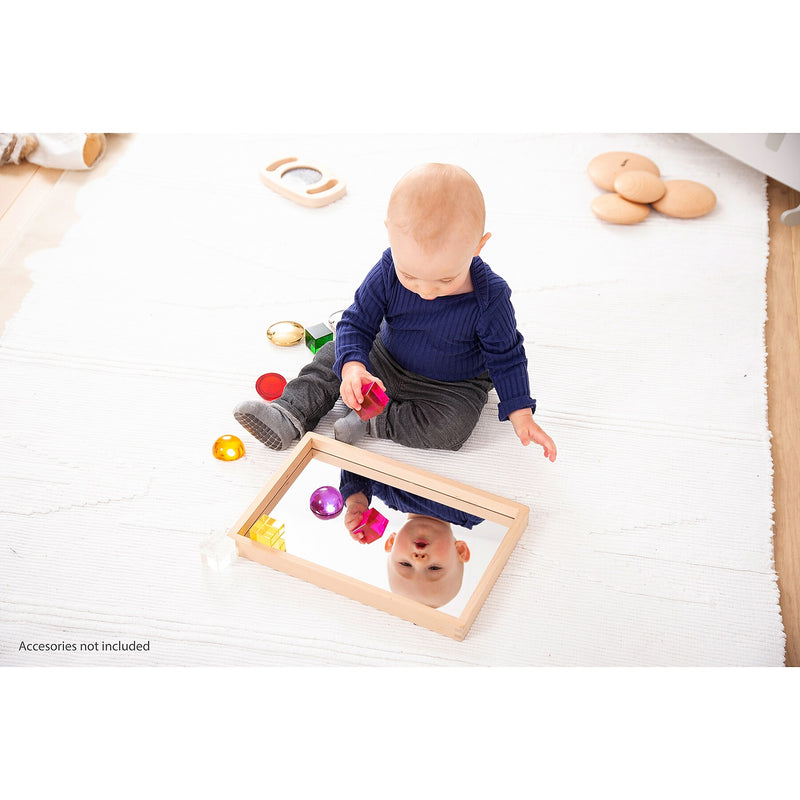 TickiT Small Wooden Mirror Tray, Natural (CTU73536)