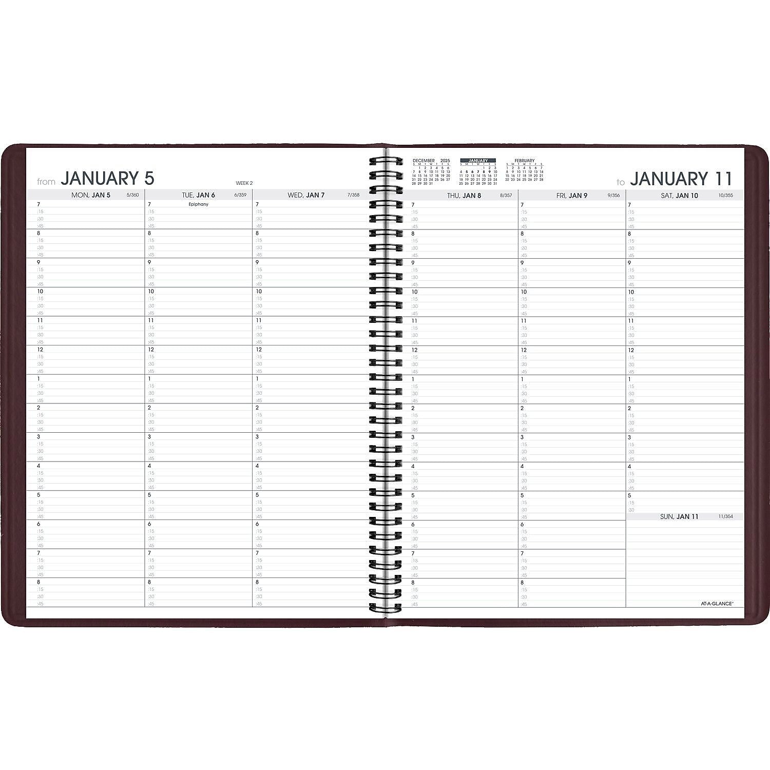 2026 AT-A-GLANCE 8.25" x 11" Weekly Appointment Book Planner, Faux Leather Cover, Wine Stone (70-950-50-26)