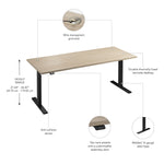 Bush Business Furniture Move 60 Series 72"W Electric Adjustable Standing Desk, Natural Elm/Black Powder Coat (M6S7230NEBK)