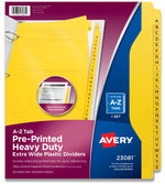 Avery Keep Safety Data Sheets, 26 x Divider, Printed Tab, Character, A-Z, 26 Tab/Set, Bright Yellow Plastic Tab, 1 Set