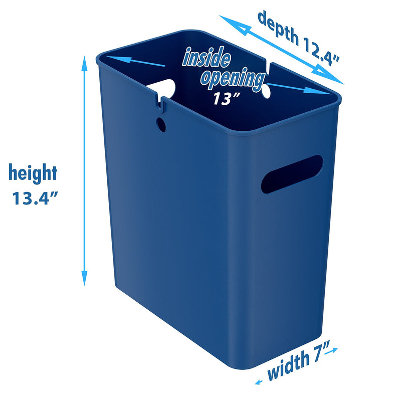 iTouchless SlimGiant Polypropylene Trash Can with no Lid, Reactive Blue, 4.2 gal., 6/Pack (SG104Ux6)