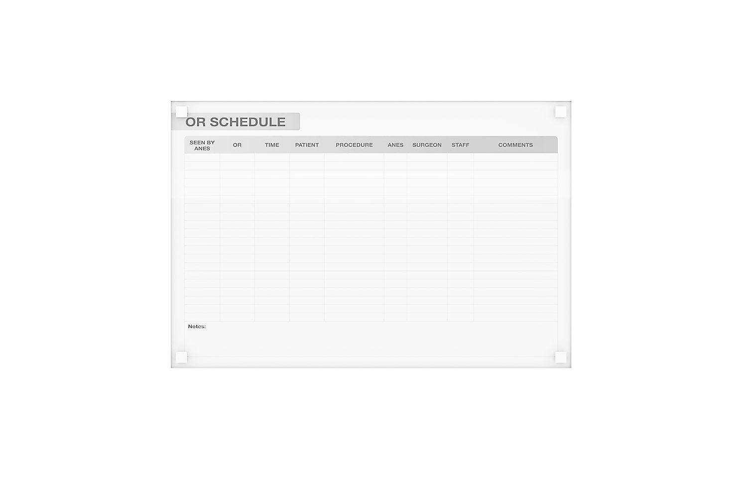 Ghent Harmony OR Schedule Magnetic Glass Dry-Erase Whiteboard, 3'H x 4'W (GRPHMYSM13S-34)
