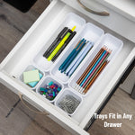 Mind Reader 8-Piece Plastic Drawer Organizer, White (8INTBOX-WHT)