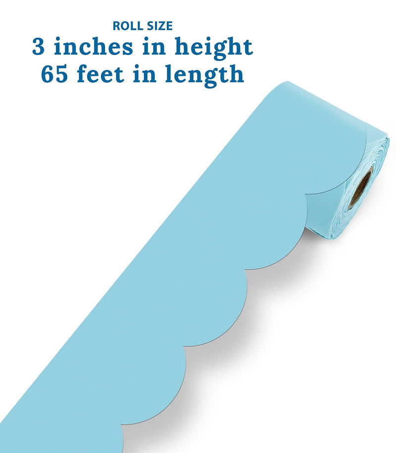 Carson Dellosa Rolled Scalloped Border, 3" x 65', Sky Blue (108533)