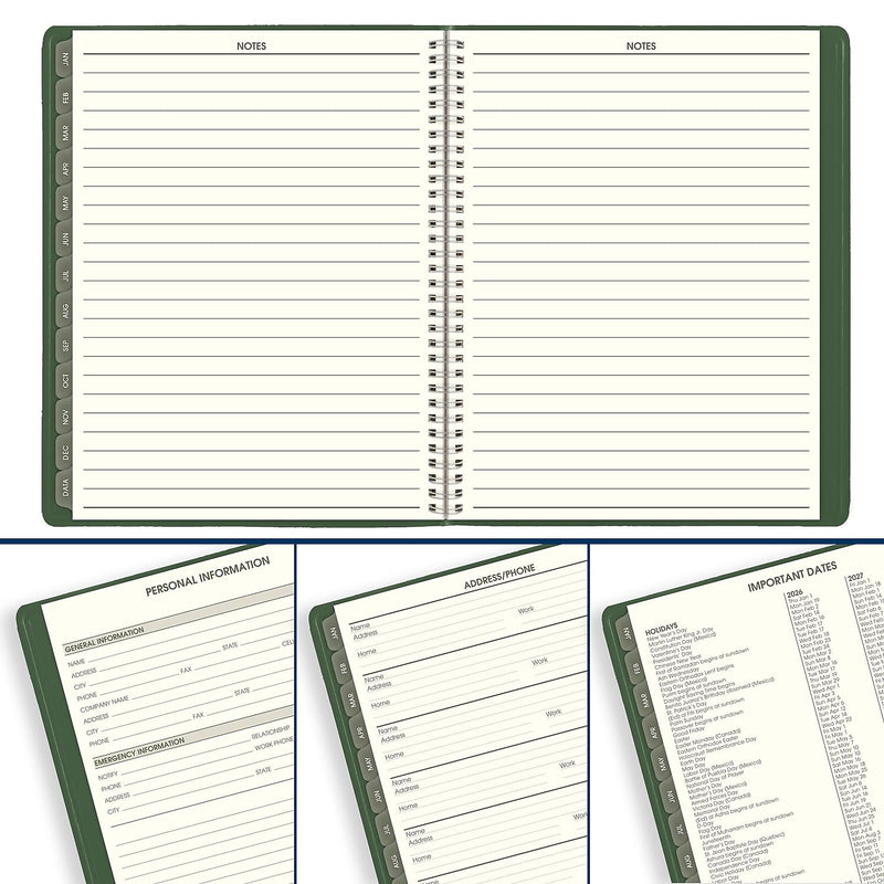 2026 AT-A-GLANCE Recycled 8.25" x 11" Weekly & Monthly Appointment Book Planner, Faux Leather Cover, Green (70-950G-60-26)