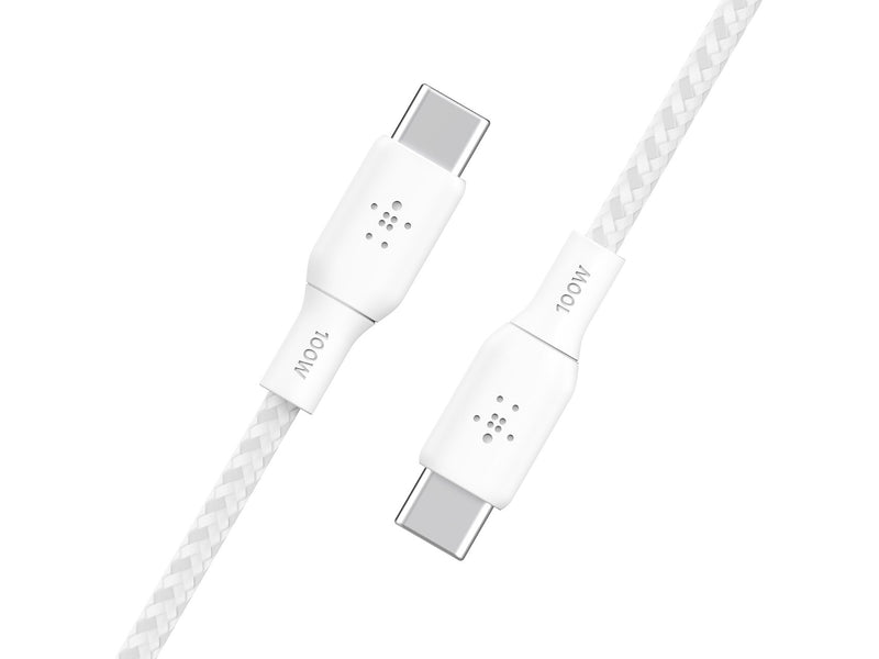 Belkin BoostCharge USB Type-C to USB Type-C Charging Cable, 6.6 ft., White, 2/Pack (CAB014bt2MWH2PK)