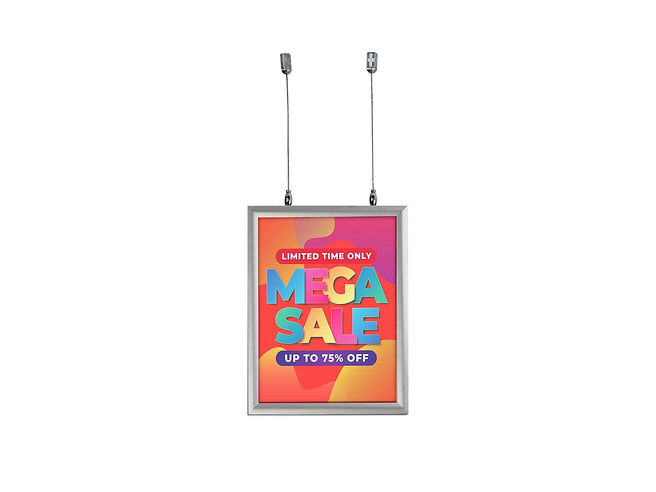 Azar Poster Holder, 10" x 12.18", Vertical, Wall Mounted, Silver, Aluminum (300408)