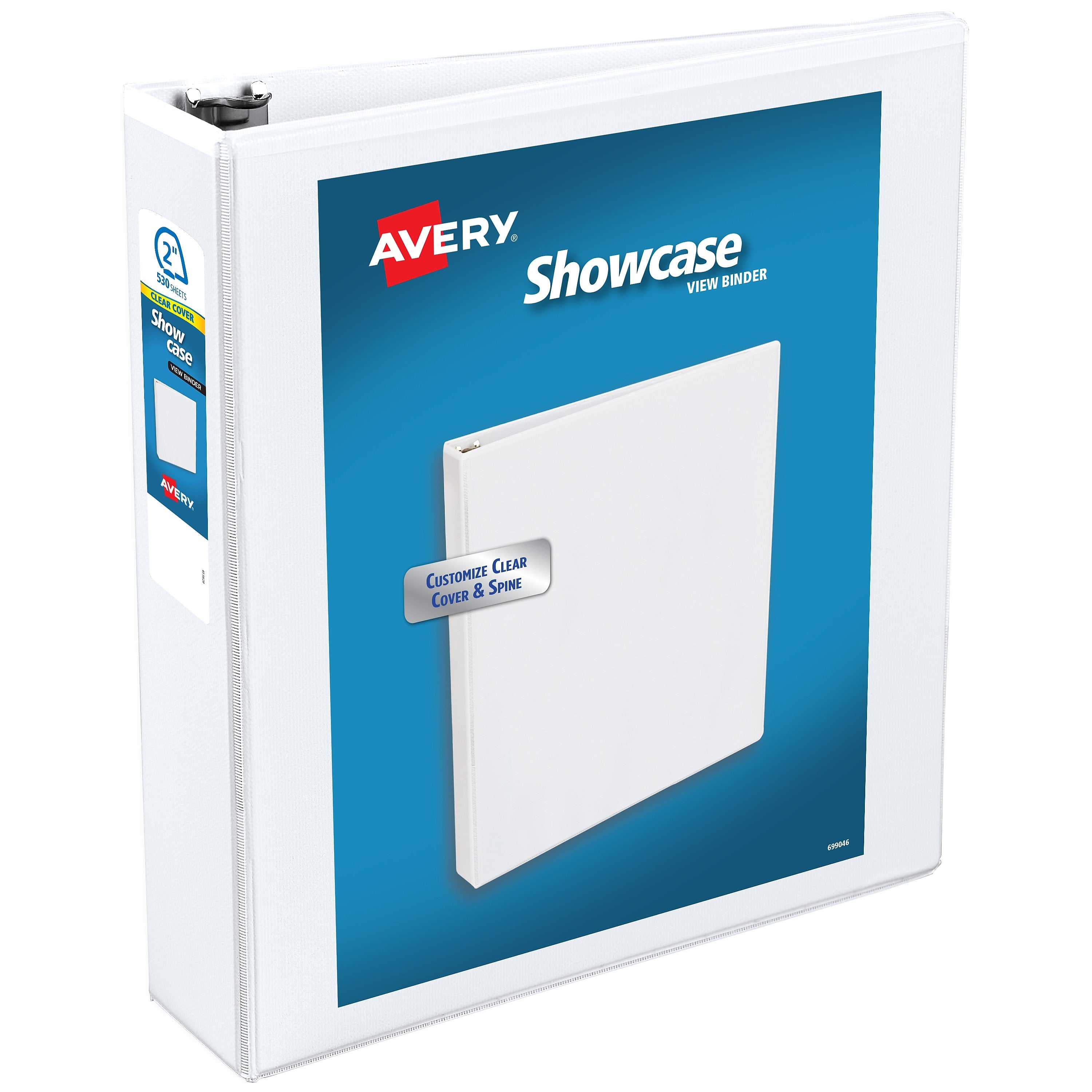 Avery Showcase 2" 3-Ring View Binders, Slant Ring, White (19701)