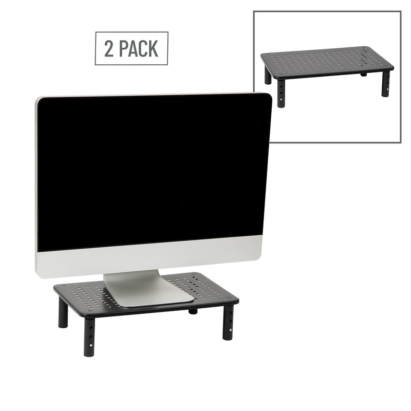 Mind Reader Ventilated Metal Adjustable Monitor Stand, Up to 44 lbs., Black, 2/Pack (4LEGM2PK-BLK)