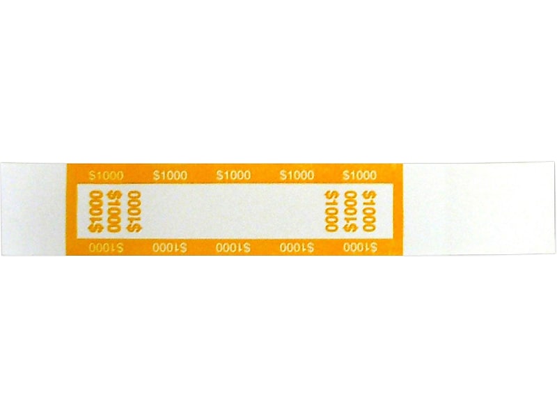 CONTROLTEK $1000 Currency Strap, Yellow/White, 1000/Box (CNP56536)