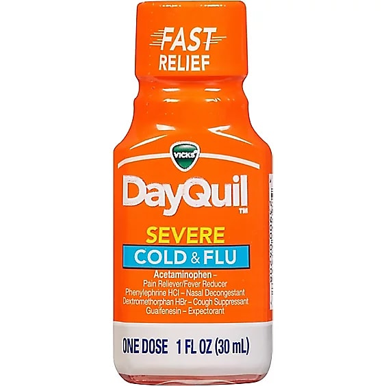 DayQuil Severe Cold & Flu Relief Liquid 1oz Bottle, One Dose (04208)