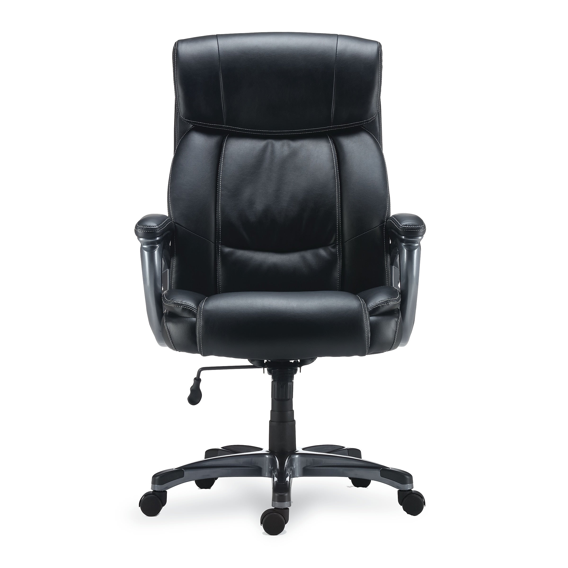 Alera Egino Series Fixed Arm Leather Swivel Computer and Desk Chair, Black (ALEEG44B19)
