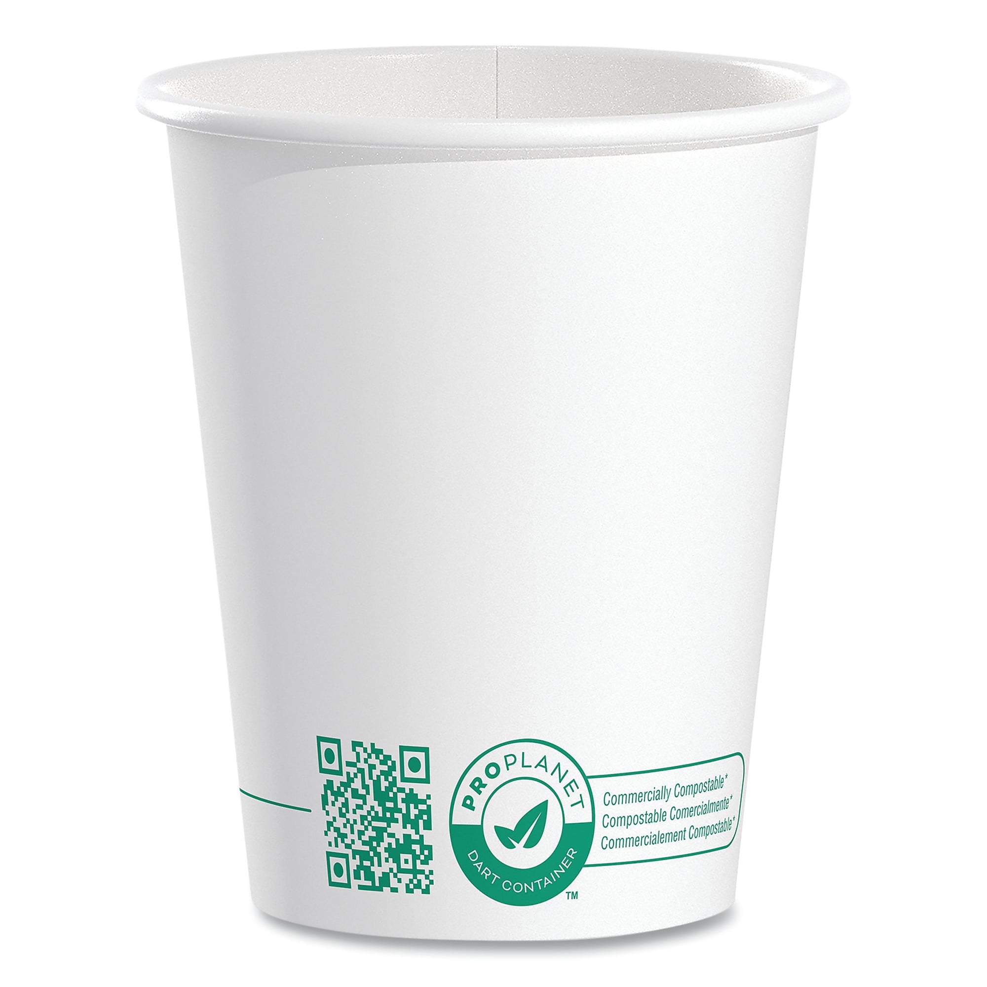 SOLO Compostable Paper Hot Cups, ProPlanet Seal, 10 oz, White/Green, 1,000/Carton