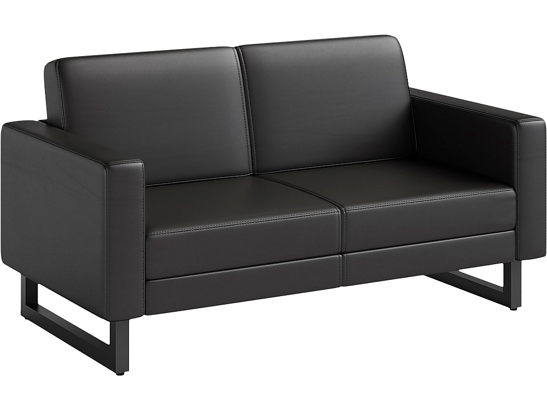 Safco Mirella 54" Vinyl Lounge Settee, Black (1731MRL2BLKBL)