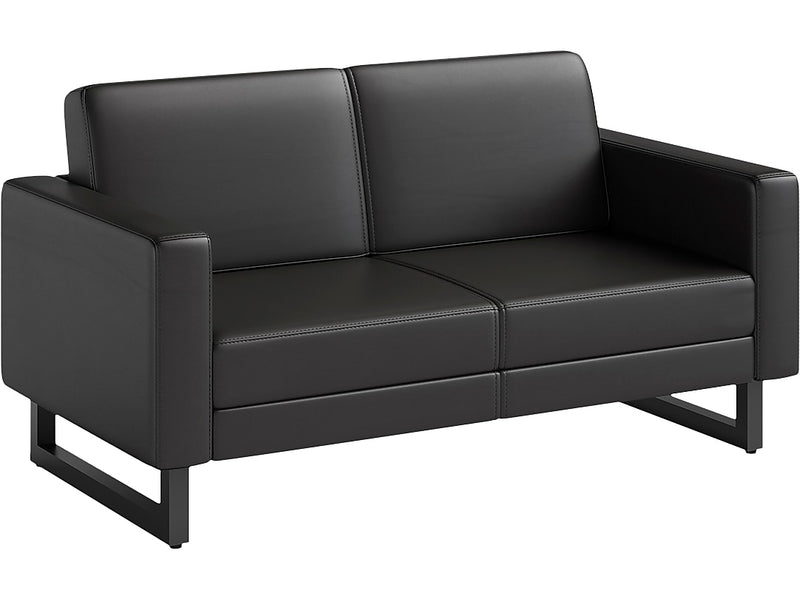 Safco Mirella 54" Vinyl Lounge Settee, Black (1731MRL2BLKBL)
