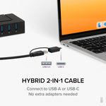 Plugable 7-in-1 Charging Hub with Data Transfer for USB-C or USB 3.0 Laptops