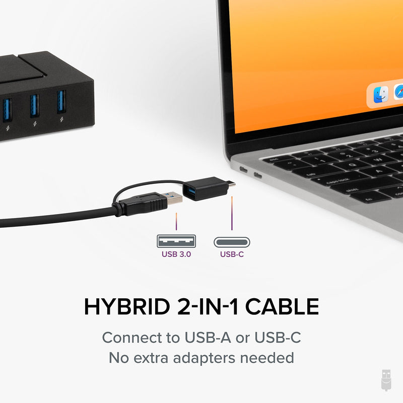 Plugable 7-in-1 Charging Hub with Data Transfer for USB-C or USB 3.0 Laptops