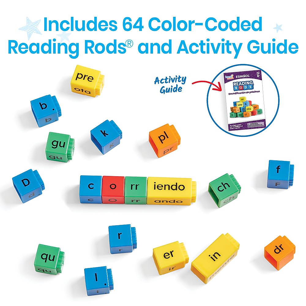 hand2mind Reading Rods Word Decoding in Spanish, Assorted Colors (95395SP)