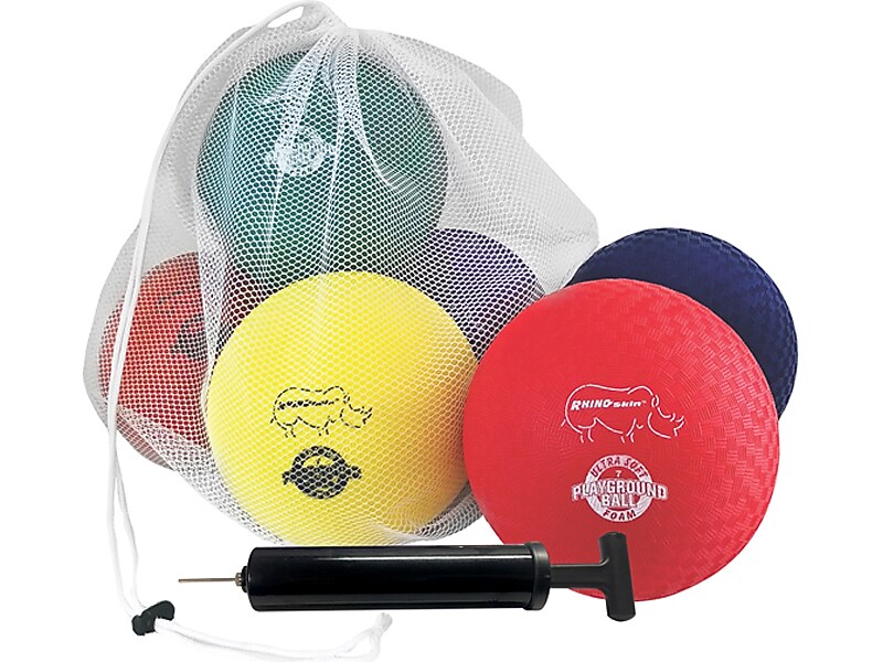 Champion Sports Rhino Skin 7" Playground Balls, Assorted Colors, 6/Set (RSPG7SET)