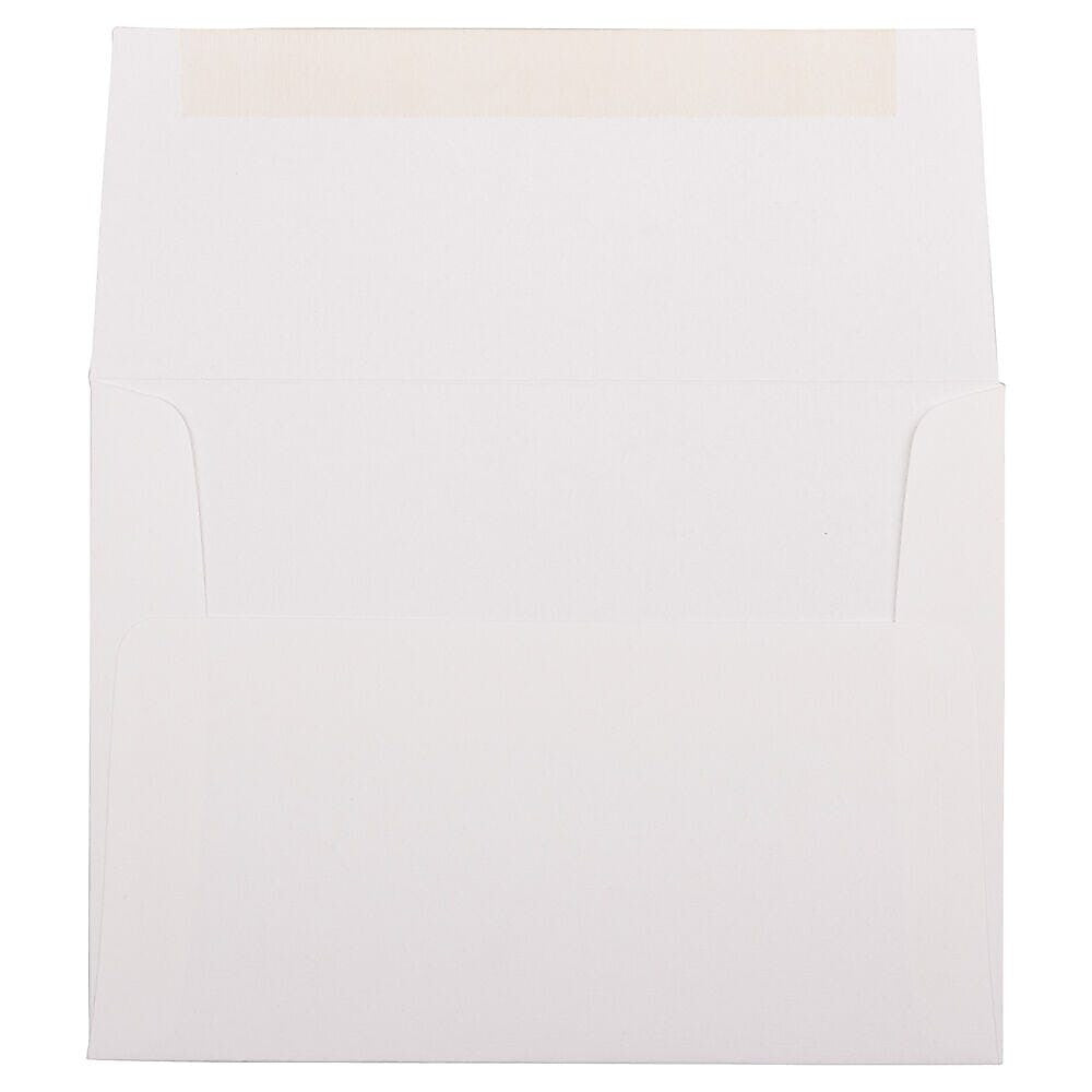 JAM Paper A2 Booklet Envelope 4 3/8" x 5 3/4", Bright White Linen, 100/Pack (66670d)