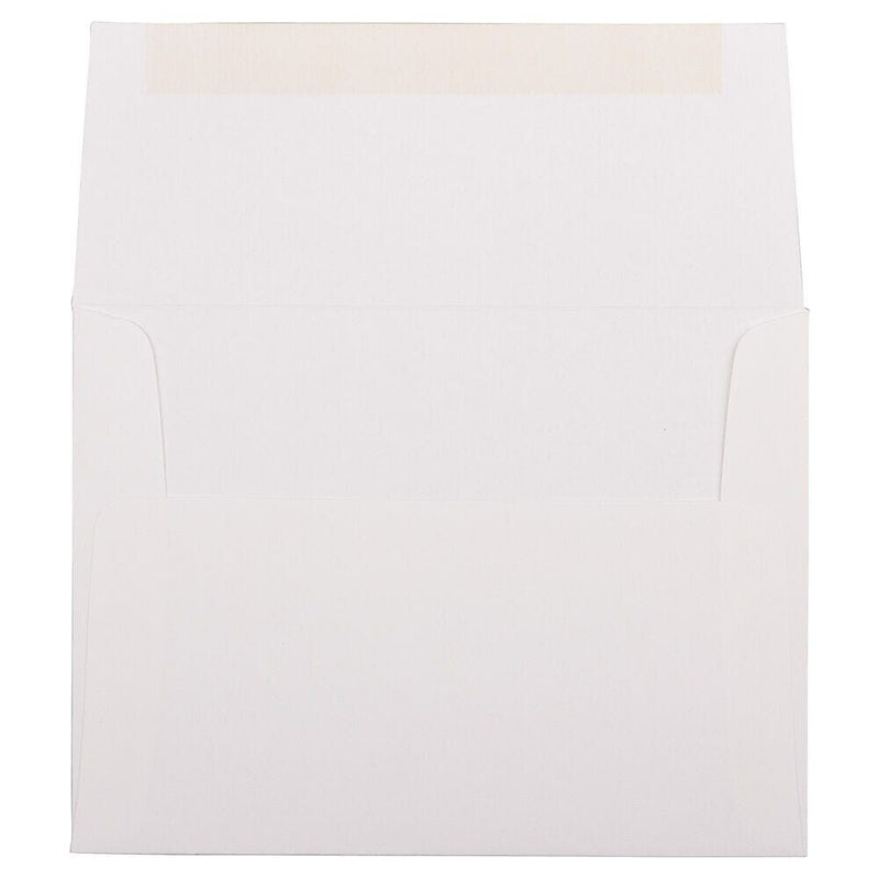 JAM Paper A2 Booklet Envelope 4 3/8" x 5 3/4", Bright White Linen, 100/Pack (66670d)