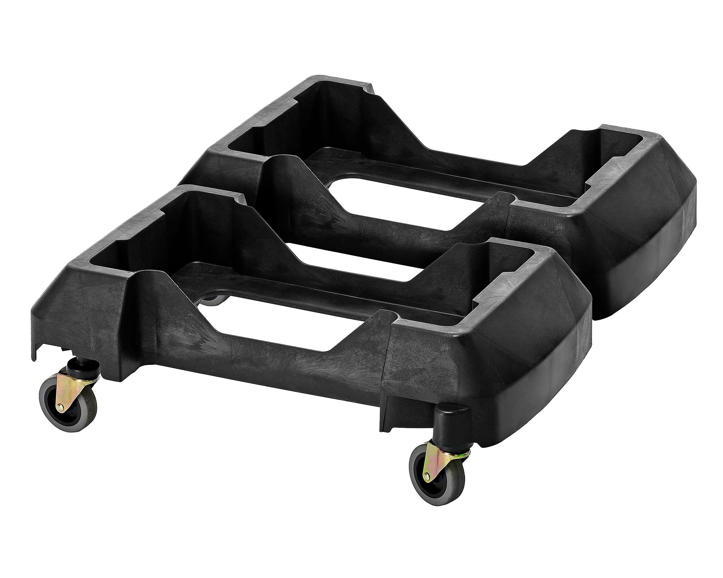 Alpine Industries Rectangular Trash Can Dolly, 200 lb. Weight Capacity, Black, 2/Pack (ALP477-DOLLY-2PK)