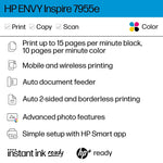 HP Envy Inspire 7955e Wireless Color All-In-One Inkjet Printer, Print, Scan, Copy, Best for Home, 3 Months FREE Ink with HP+