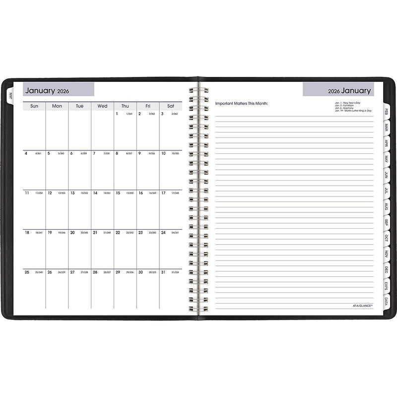2026 AT-A-GLANCE DayMinder Executive 7" x 8.75" Weekly & Monthly Planner, Faux Leather Cover, Black (G545-00-26)