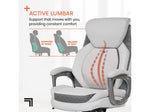 Sharper Image S-600 Active Lumbar Heated Ergonomic Bonded Leather Swivel Executive Massage Chair, Off-White (60098-OWHT)