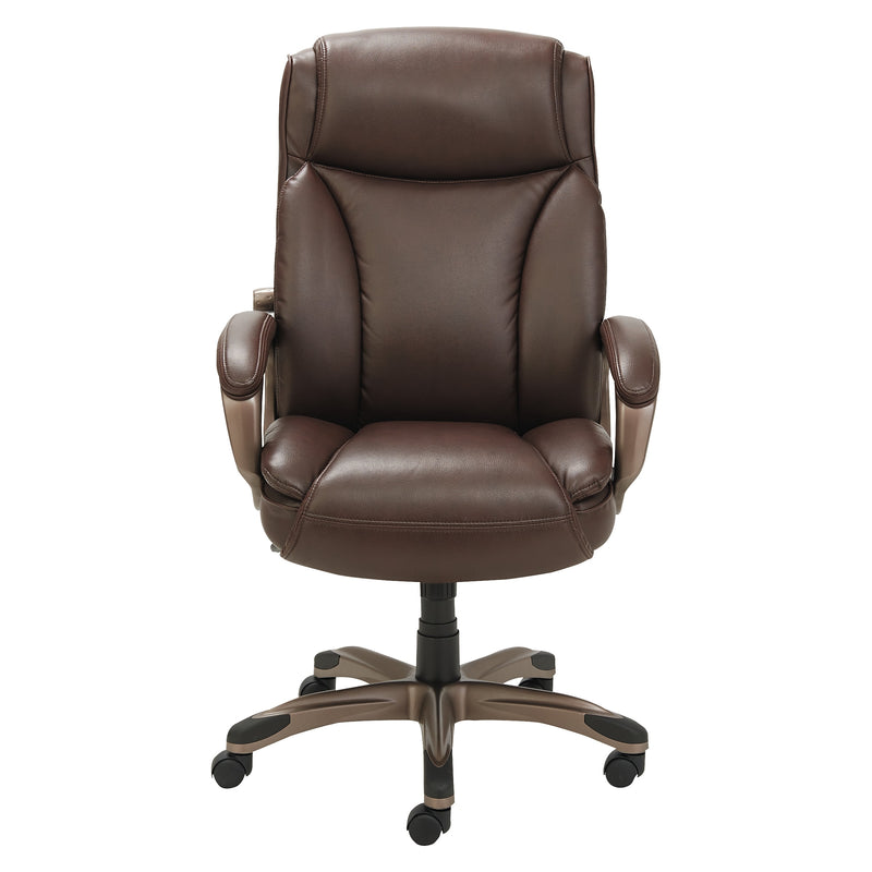 Alera Veon Series Fixed Arm Ergonomic Leather Executive Chair, Brown (ALEVN4159)