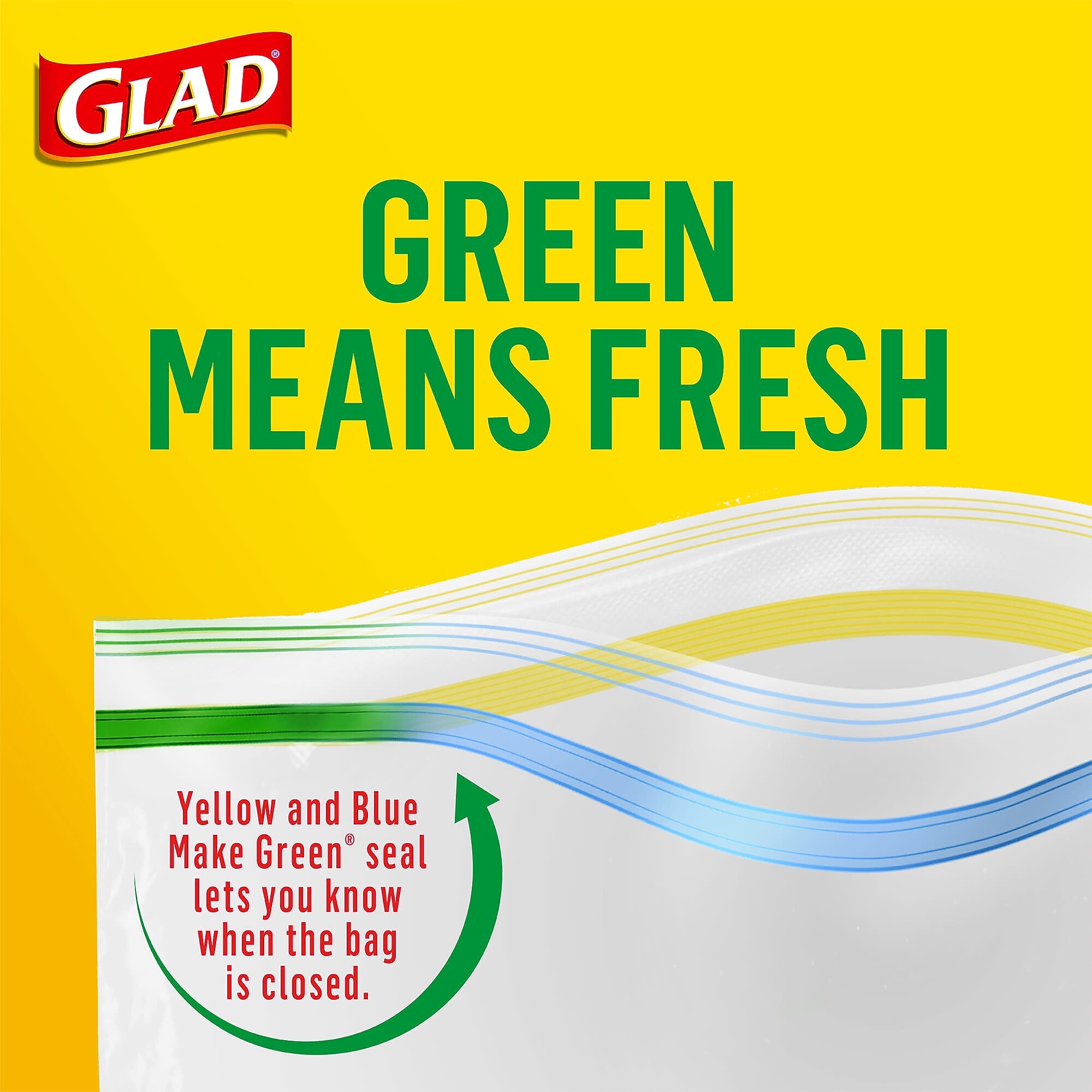 Glad Zipper Storage Bags, Quart, 25/Box (55052)