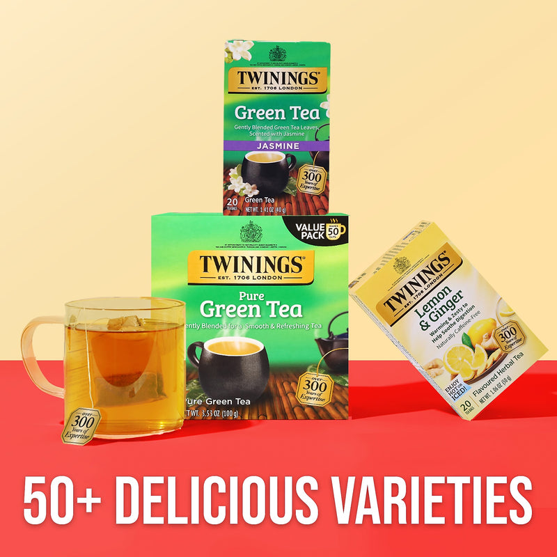 Twinings Green Tea Bags, 50/Box (F05789)