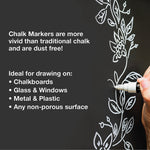 Excello Global Products Washable Chalk Markers, Assorted Tips, White, 3/Pack (EGP-HD-0511-S)