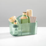 mDesign 4-Section Plastic Desktop Caddy Organizer with Handle, Plastic, Sage (26052)
