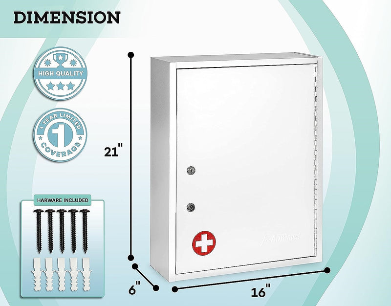 Viva Comfort Steel Medical Storage Cabinet with Dual Key Lock, 1.1 cu. ft., White (999-04-WHI)