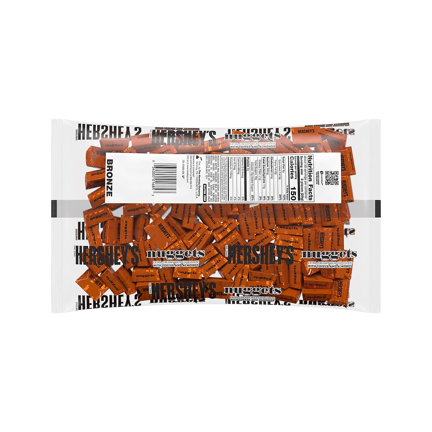 Hershey's Nuggets Milk Chocolate, Toffee and Almonds Candy Bulk Bag, 60 oz (HEC01685)
