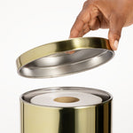 mDesign 3-Roll Steel Toilet Paper Storage Holder with Lid, Soft Brass (25974)