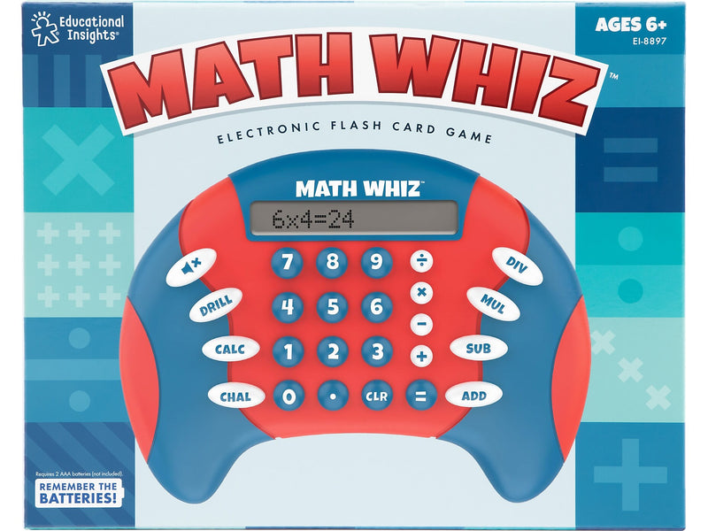 Educational Insights Math Whiz Electronic Flash Card Game, Red/Blue (8897)