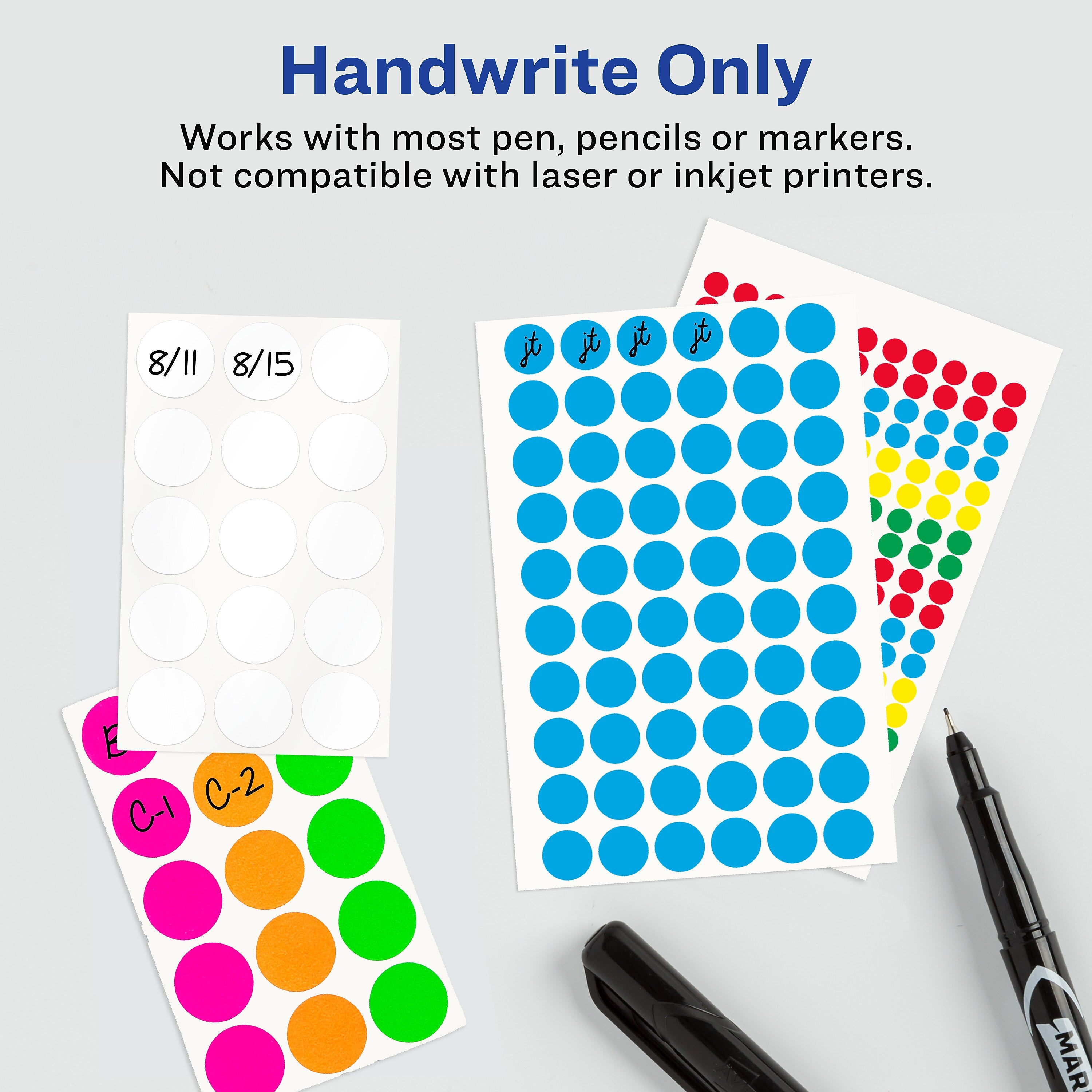 Avery Color-Coding Labels on 4" x 6" Sheets, 3/4" Dia, Black, Non-Printable, 1,008 Labels/Pack (5459)
