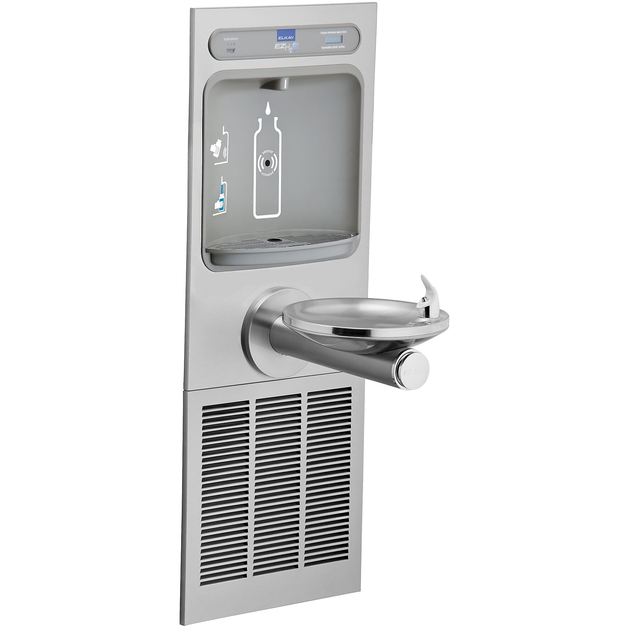Elkay ezH20 Wall Mounted Single Station Hands Free Bottle Filler Combo with Cooler, 19-3/4" (LZWS-LRPBM8K)