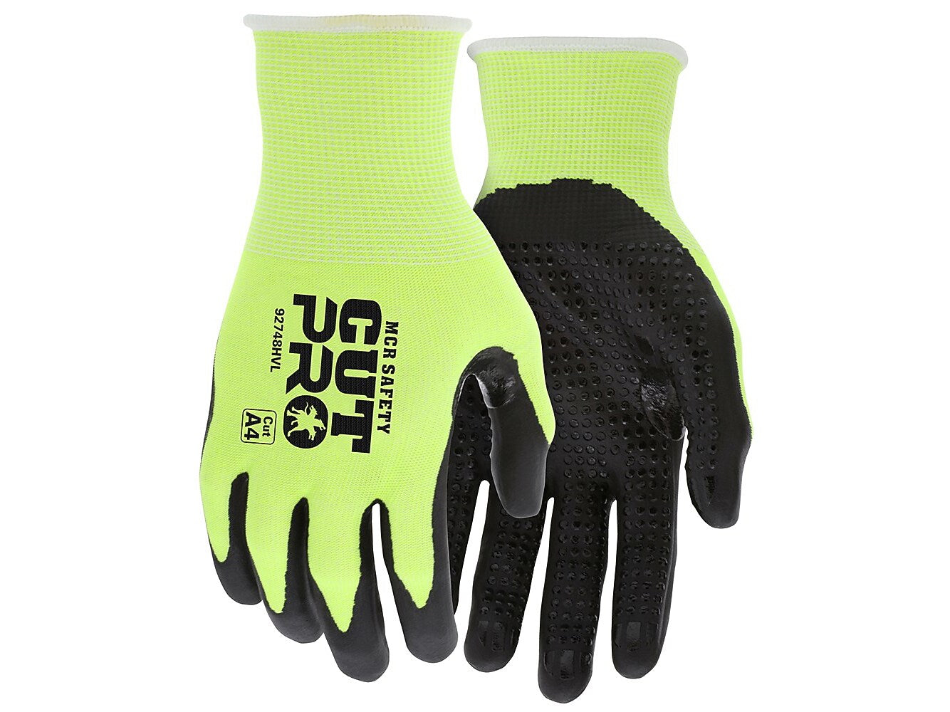 MCR Safety Cut Pro Hypermax Fiber/Nitrile Work Gloves, Lime/Black, XL, Pair (127-92748HVXL)
