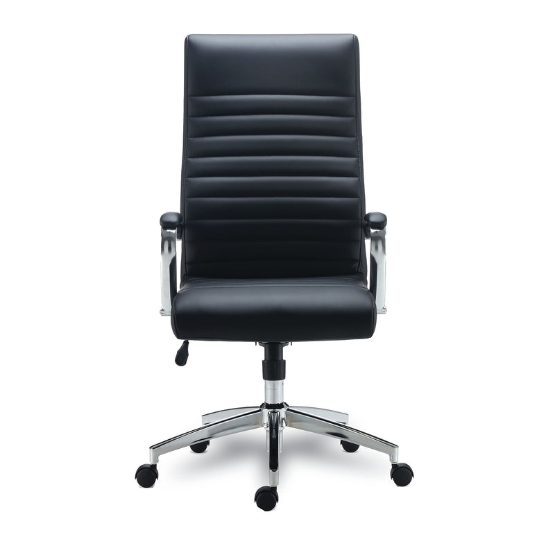 Alera Eddleston Series Fixed Arm Leather Swivel Manager Chair, Black (ALEED41B19)
