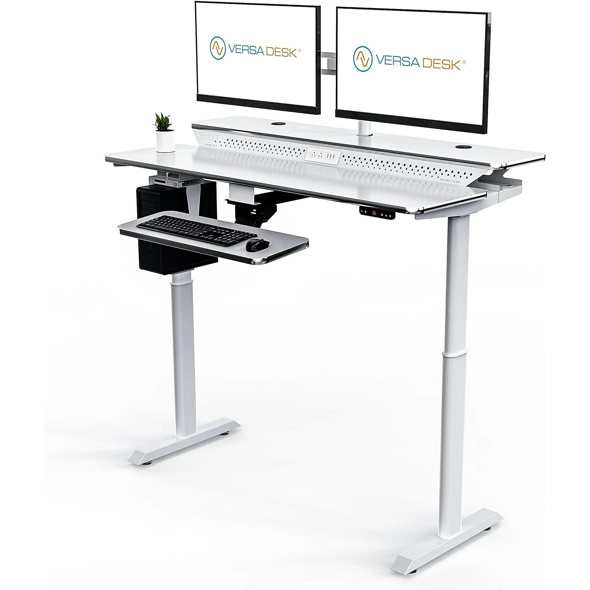 VersaDesk PowerLift Split-Level 48"W Electric Rectangular Adjustable Standing Desk, White (PL2SD4830-WW)