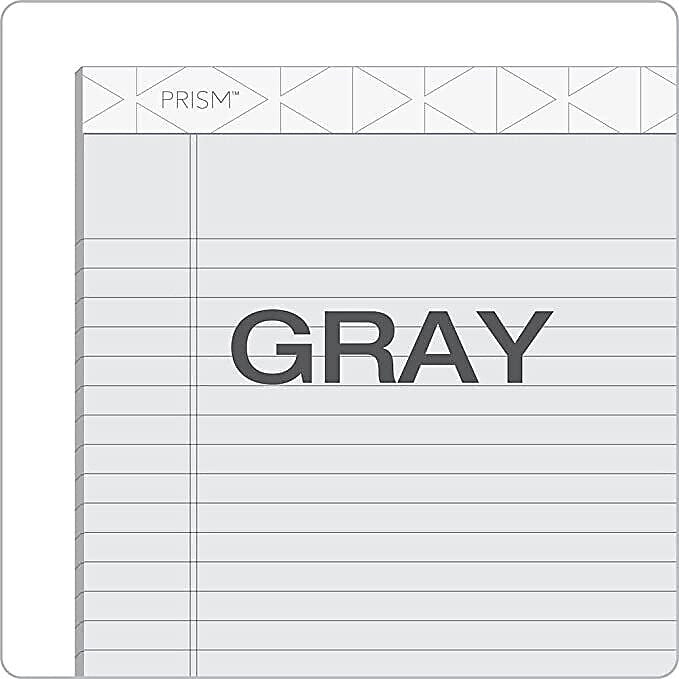 TOPS Prism+ Notepads, 8.5" x 11.75", Wide, Gray, 50 Sheets/Pad, 12 Pads/Pack (TOP63160)