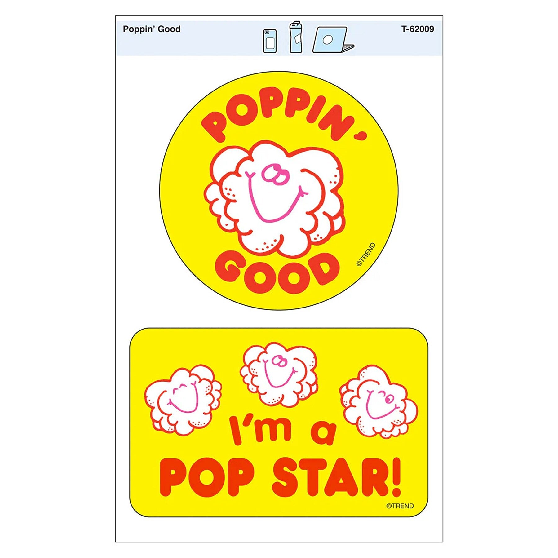 Trend Enterprises Poppin' Good Vinyl Stickers, Multicolored, 2/Pack, 6/Packs/Bundle (T-62009-6)