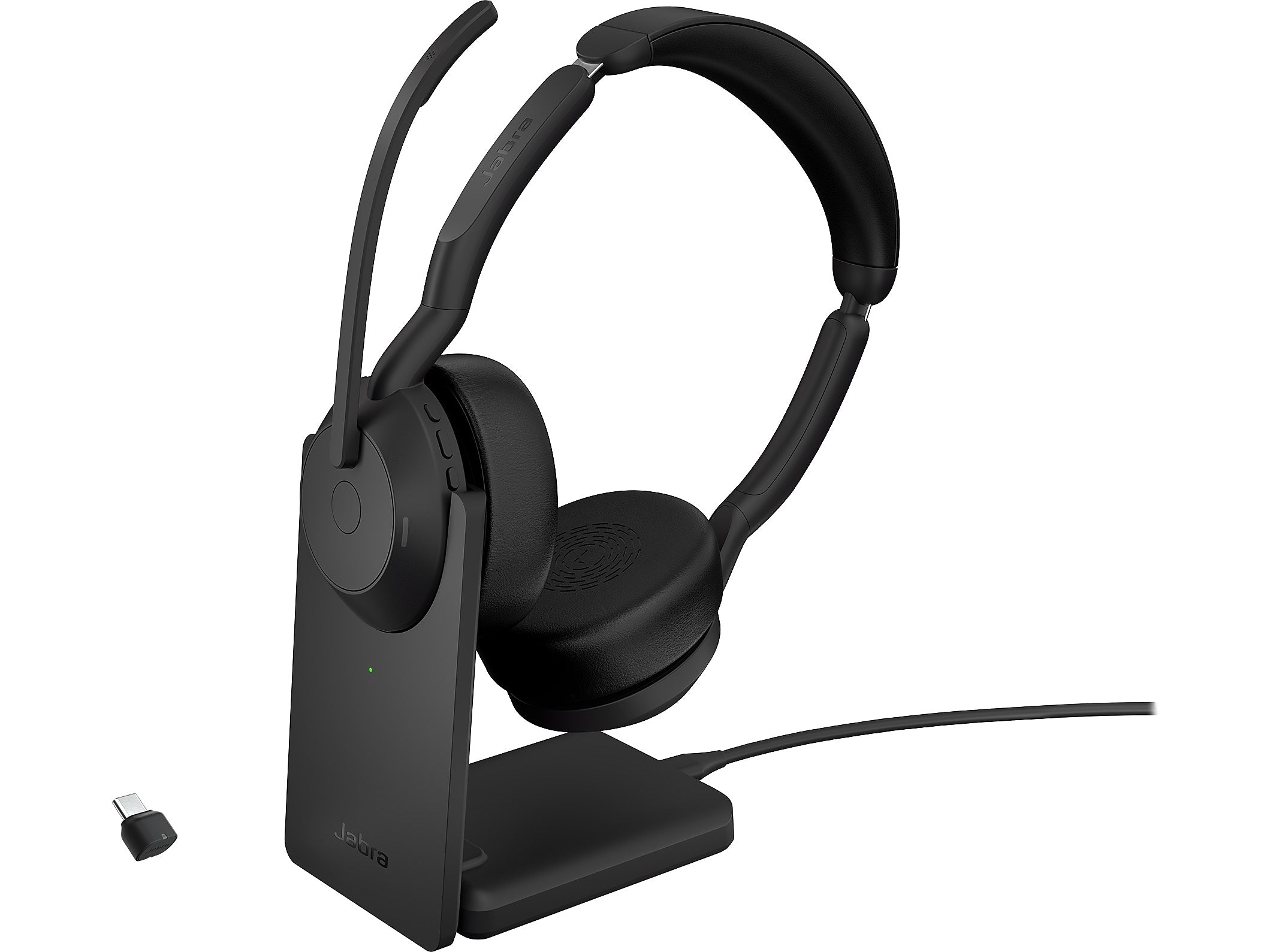 jabra Evolve2 55 Wireless Noise Canceling Bluetooth Stereo Headset, USB-C Adapter, UC-Certified (25599-989-889-01)