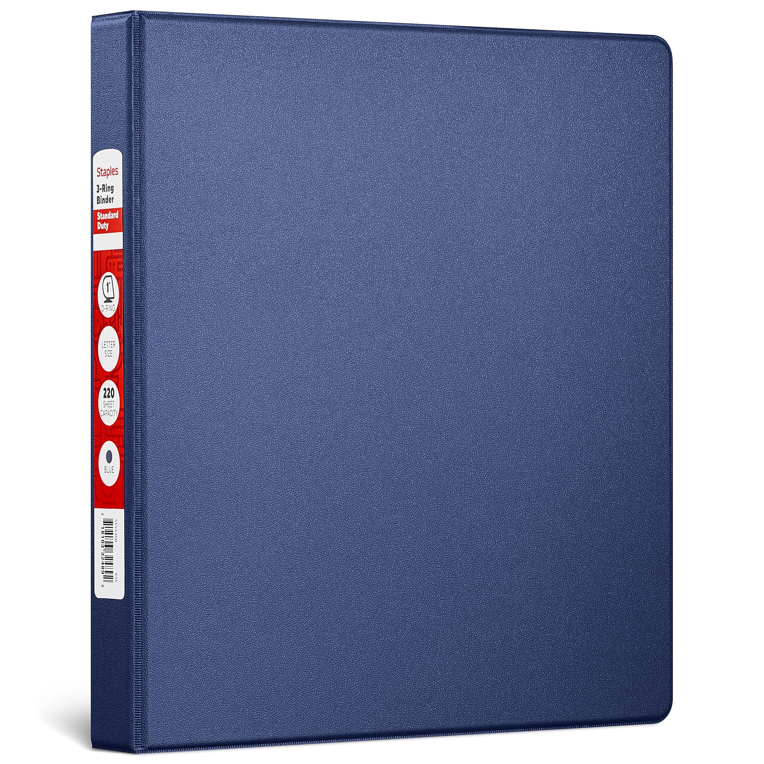 Staples 1" 3-Ring Non-View Binder, D-Ring, Navy Blue (26408-CC)