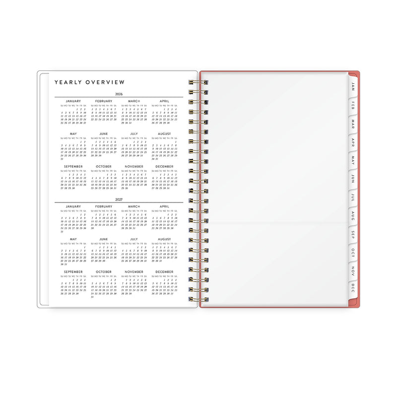 2026 Blue Sky Bespoke Letterpress Pomegranate Blush 5" x 8" Calendar Year Weekly & Monthly Planner, Faux Leather Cover (156222)