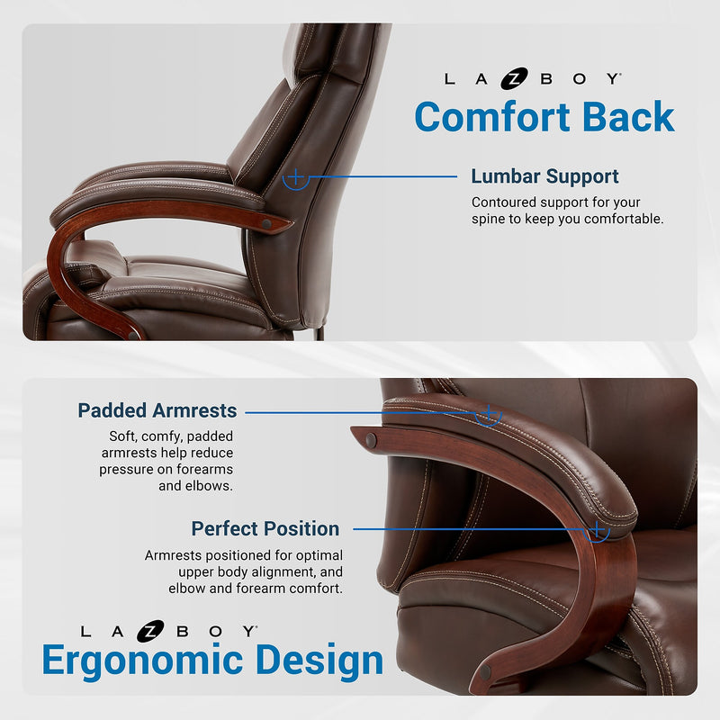 La-Z-Boy Bradley Bonded Leather Executive Chair, Roasted Chestnut (44762)