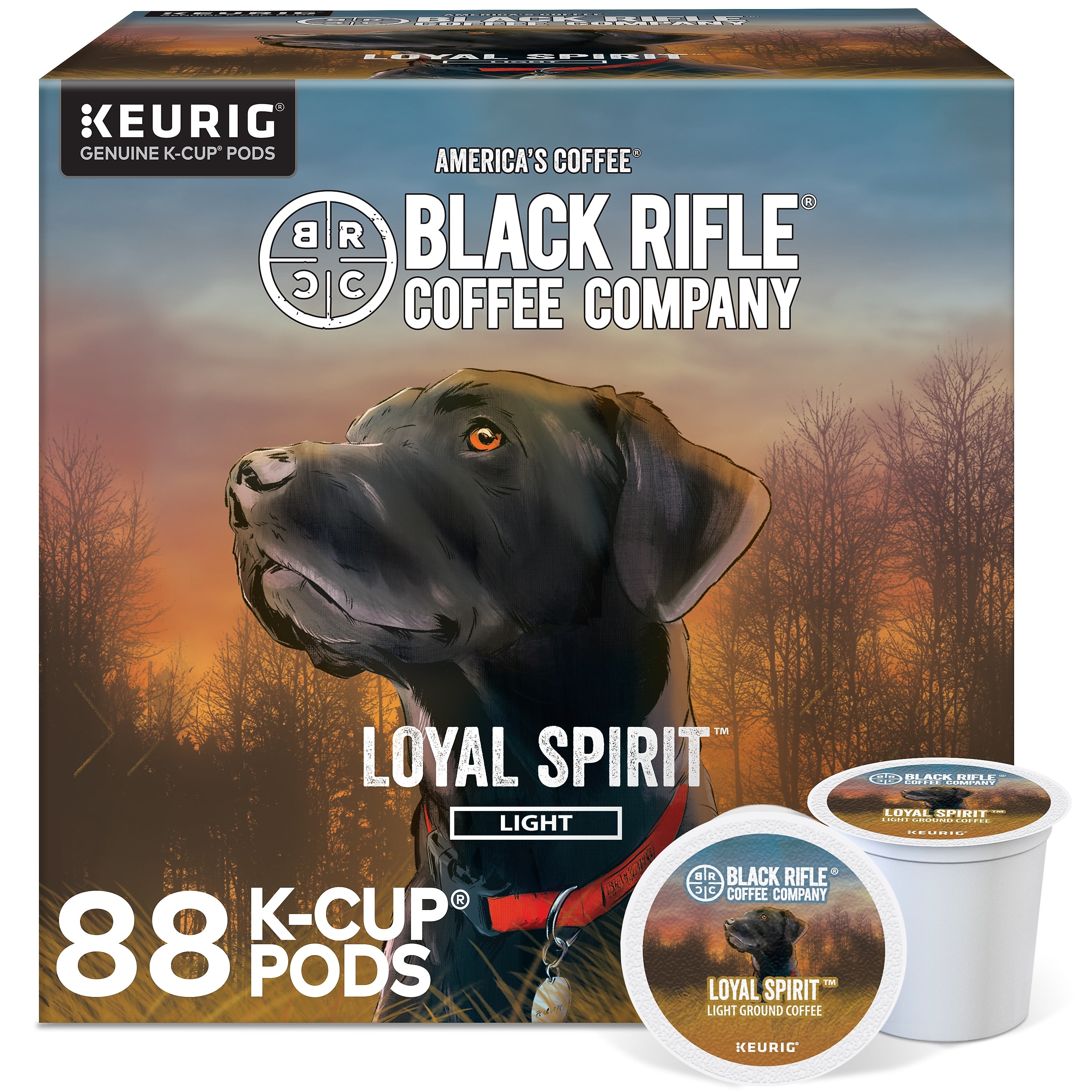 Black Rifle Coffee Company Loyal Spirit Coffee Keurig® K-Cup® Pods, Light Roast, 88/Carton (5000384042CT)